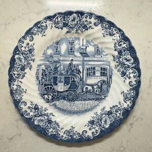 Vintage-Inspired Blue and White Dinner Plate